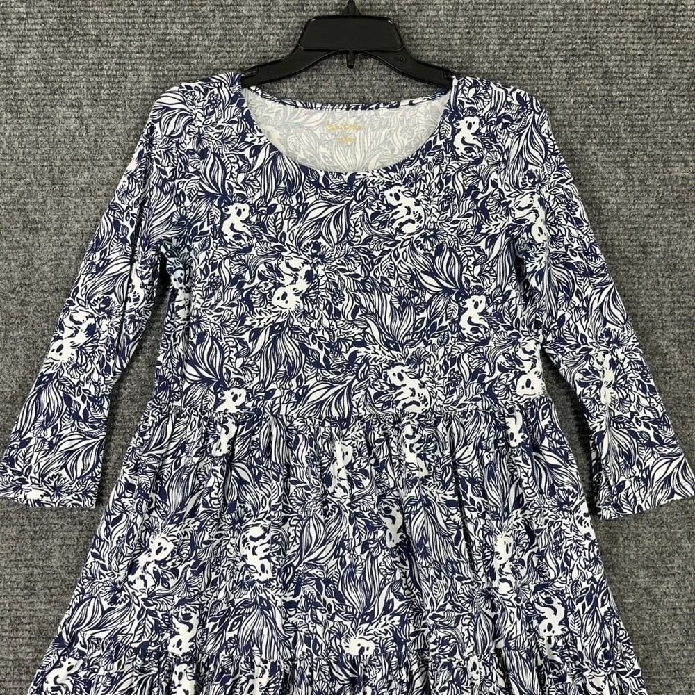 Lilly Pulitzer Womens S Floral Tiered Cotton Dress Boho Coastal Chic Resortwear - Picture 5 of 11